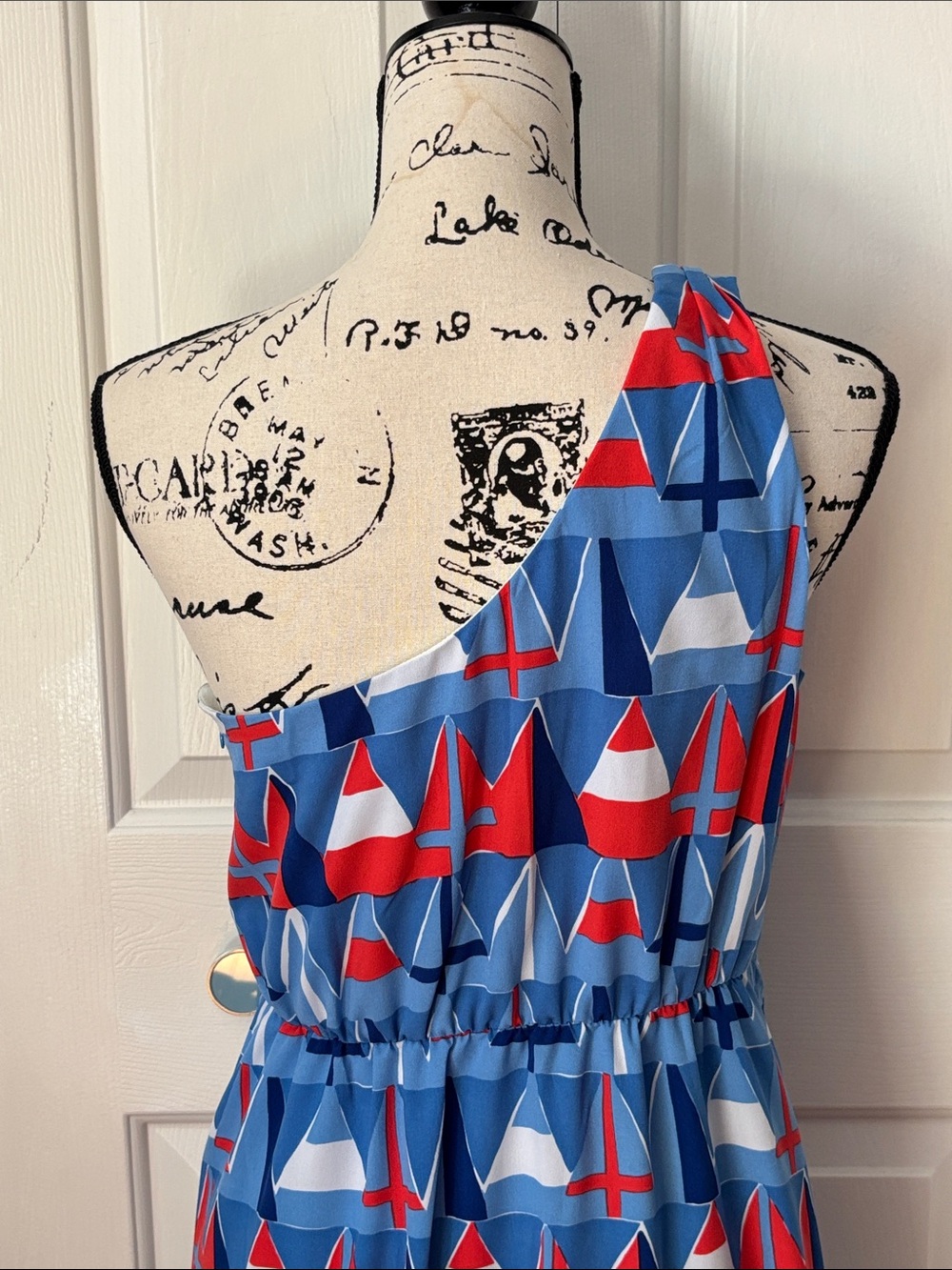 NWT Vineyard Vines One Shoulder Maxi dress in nautical print Sz 6 - Picture 8 of 11
